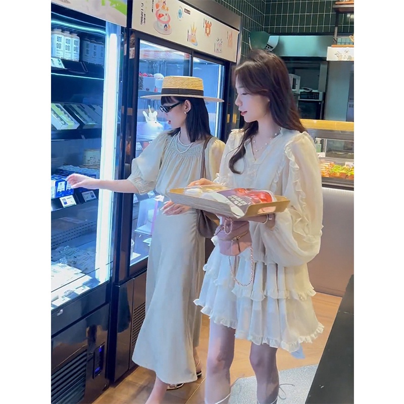 [Hàng Có Sẵn Giao Hàng Nhanh] Đầm Phối Bèo Phong Cách Pháp 2023 Thiết Kế Sang Trọng Cao Cấp Cho Nữ