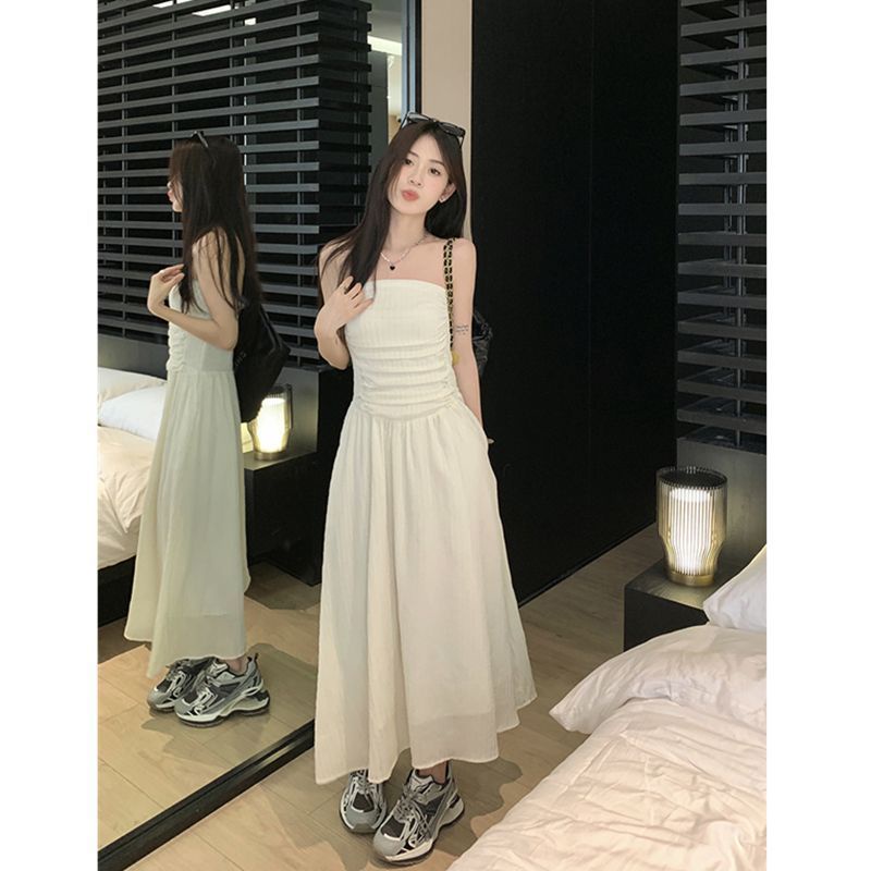 [Hàng Có Sẵn Giao Hàng Nhanh] Set Đầm Và Áo Khoác Denim Màu Trắng Phối Sờn Phong Cách Retro Cá Tính Ngọt Ngào Cho Nữ