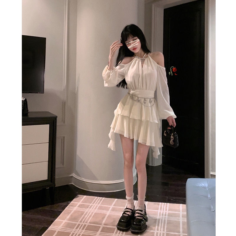 [Hàng Có Sẵn Giao Hàng Nhanh] Đầm Công Chúa Hai Dây Cổ Yếm Phong Cách Mùa Hè Cho Nữ