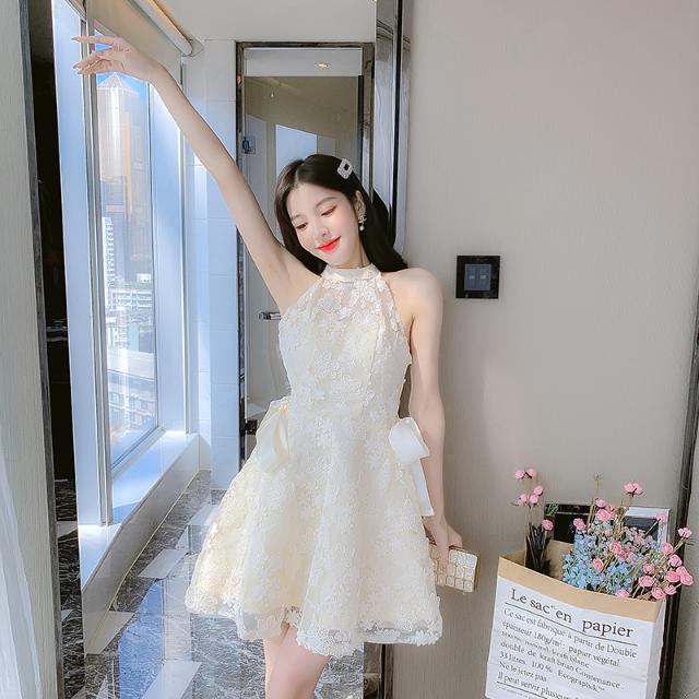 [Hàng Có Sẵn Giao Hàng Nhanh] Đầm Hai Dây Ngắn Thích Hợp Đi Tiệc Tối Màu Sâm Panh Dành Cho Nữ