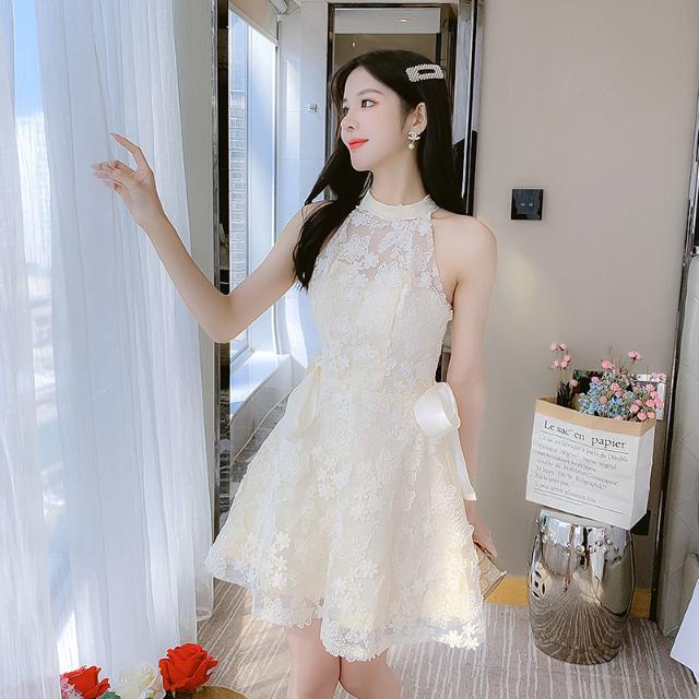 [Hàng Có Sẵn Giao Hàng Nhanh] Đầm Hai Dây Ngắn Thích Hợp Đi Tiệc Tối Màu Sâm Panh Dành Cho Nữ