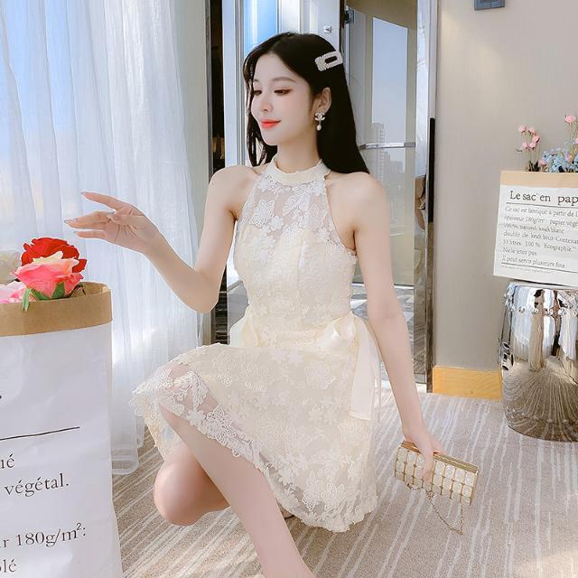 [Hàng Có Sẵn Giao Hàng Nhanh] Đầm Hai Dây Ngắn Thích Hợp Đi Tiệc Tối Màu Sâm Panh Dành Cho Nữ