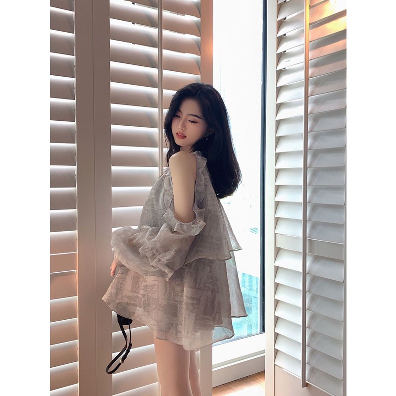 [Hàng Có Sẵn Giao Hàng Nhanh] Áo Trễ Vai Phong Cách Hong Kong Thiết Kế Mới Thời Trang Mùa Thu