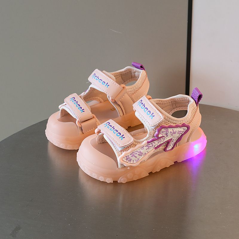 Giày Sandal Đế Mềm Chống Đá Có Đèn Thời Trang Đi Biển Mùa Hè Dành Cho Trẻ Em