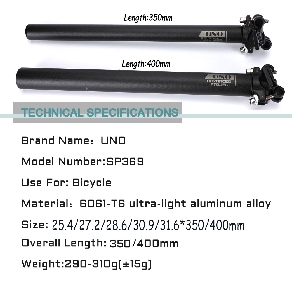 Trụ Yên Xe Đạp Leo Núi Bằng Nhôm Siêu Nhẹ 25.4 / 27.2 / 28.6 / 30.9 / 31.6mmx350 / 400mm
