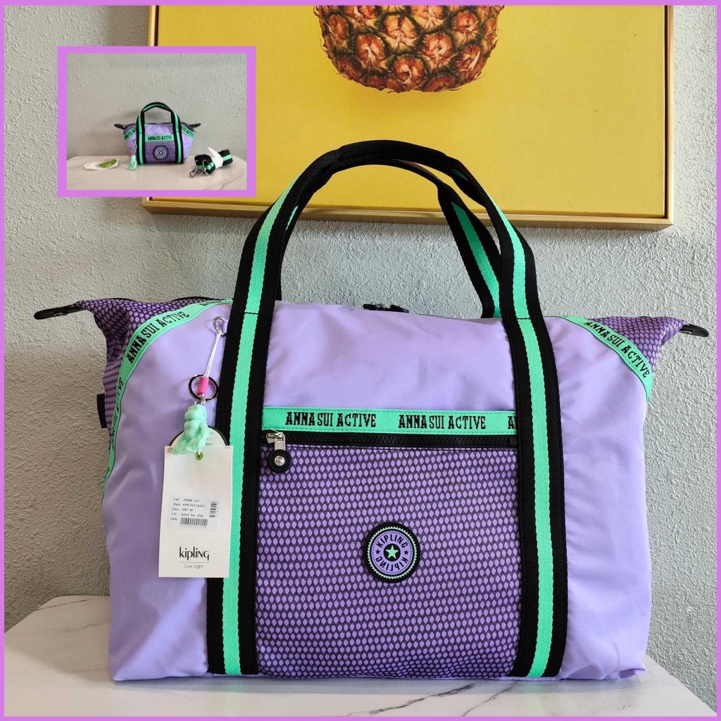 KIPLING Túi Xách Đeo Vai Dạng Lưới Màu Tím Thương Hiệu Anna Sui Active Co Series (2 Mẫu)