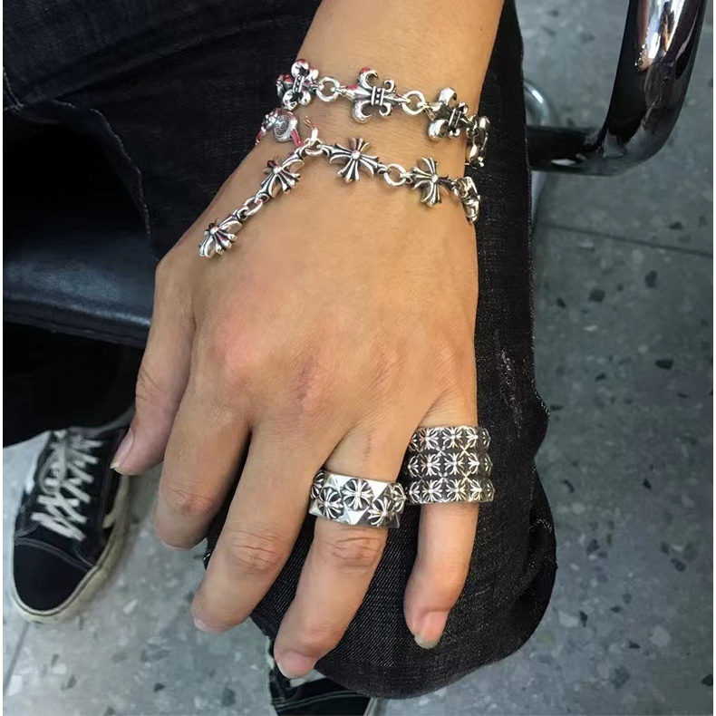 Chrome Hearts Vòng Tay Mặt Thánh Giá Trái Tim Sang Trọng