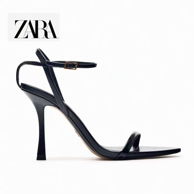 Zara Xăng đan Cao Gót Mũi Nhọn Hở Ngón Phong Cách Quyến Rũ