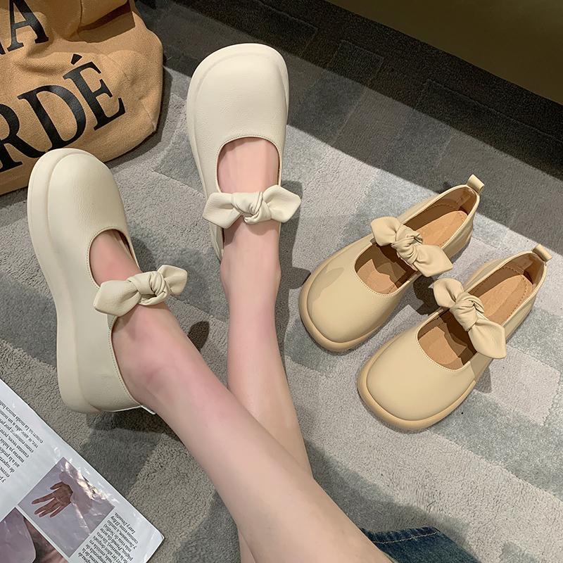 Giày Búp Bê Mary Jane Mũi Tròn Đế Mềm Đính Nơ Thời Trang Xuân Hè 2023