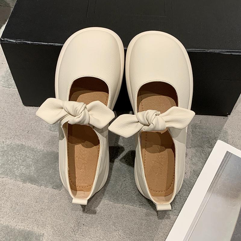 Giày Búp Bê Mary Jane Mũi Tròn Đế Mềm Đính Nơ Thời Trang Xuân Hè 2023