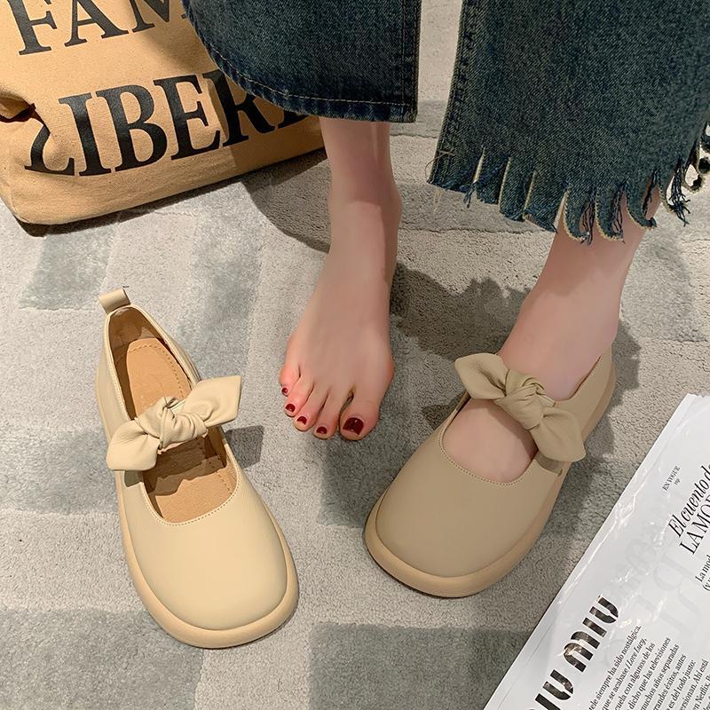 Giày Búp Bê Mary Jane Mũi Tròn Đế Mềm Đính Nơ Thời Trang Xuân Hè 2023