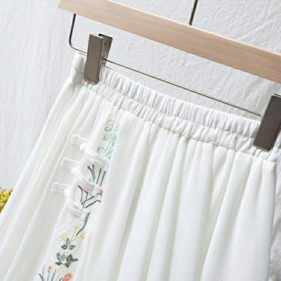 Chân Váy Voan Dài Vừa Thêu Họa Tiết Phong Cách Trung Hoa Cổ Điển 2023 LF7.28