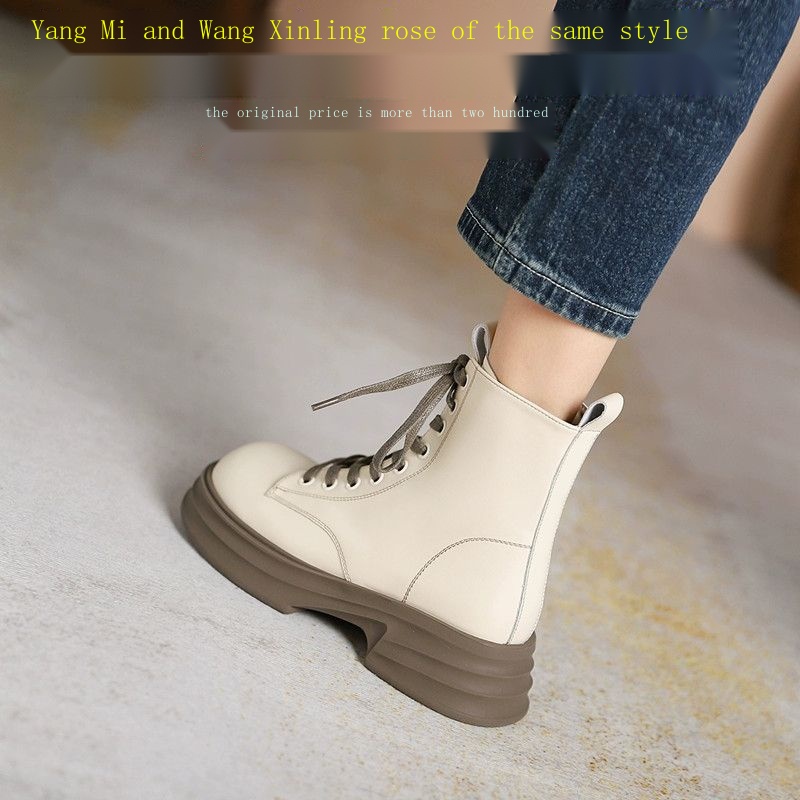 Martin boots nữ s phong cách anh 2023 mới mùa hè boots mỏng trong hợp thời trang phần mỏng chiên đường phố màu đen dày-thuần sho
