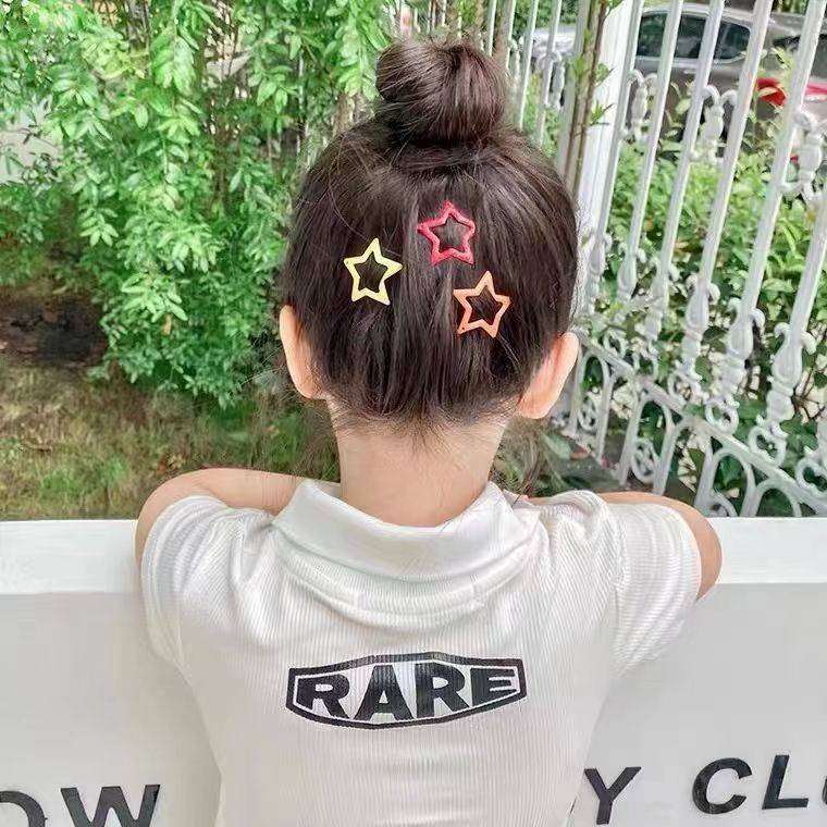 ** K p t c bé gá i * y2k dopamine đầy màu sắc ngôi sao năm nhọn kẹp tóc nhỏ nữ mũ đội đầu trẻ em dễ thương tóc mái bên gãy kẹp tóc