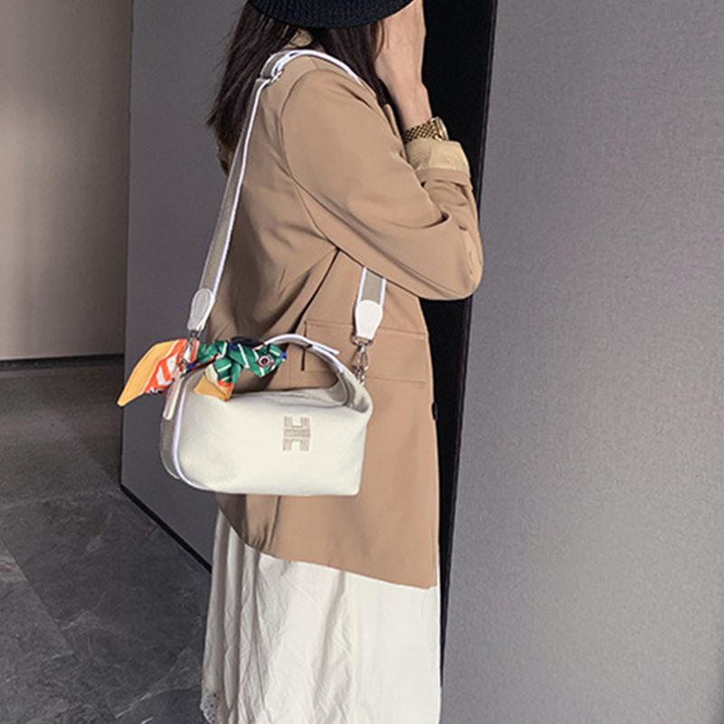 HERMES  Túi xách nữ hermes phiên bản hàn quốc của túi hộp cơm vải mới thời trang h thêu nơ túi ăn trưa xách tay rộng shoul