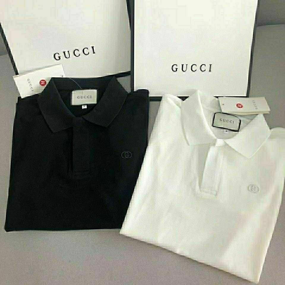 Gucci men s short-sleeved lapel t-shirt 2021 new short-sleeved polo shirt men s solid color casual t-shirt loose youth m