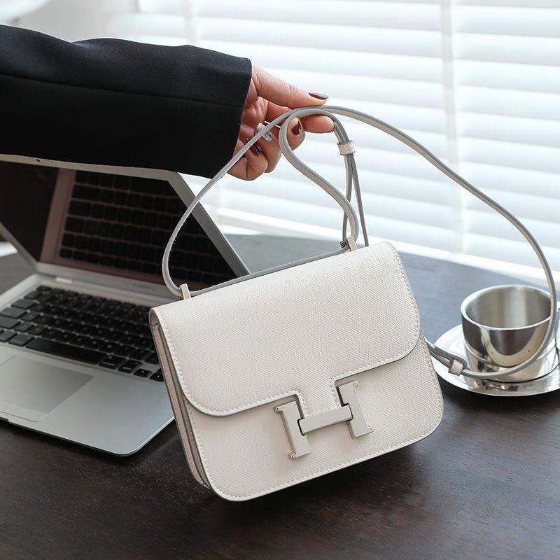 Hermes Túi Xách Đeo Vai Có Khóa Gài Chữ h Màu Bạc Thời Trang 2023 Sang Trọng Cho Nữ