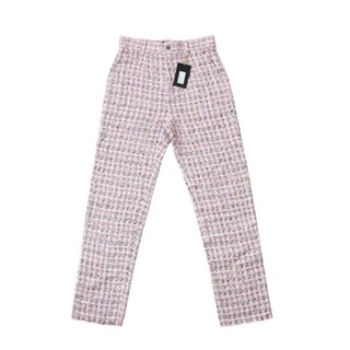 Quần Dệt Kim Ống Rộng Kẻ Sọc Caro Màu Hồng Mặt Cười Phong Cách justin bieber