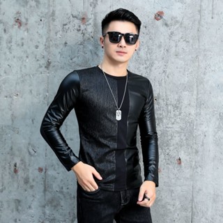 Áo Thun Lót Lông Cừu Dày Dáng Ôm Phong Cách Hàn Quốc Thời Trang Cho Nam Da