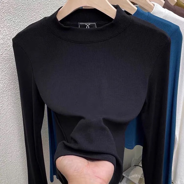 Áo len tăm áo len tăm Áo mặc trong lót nhung dày dặn áo giữ ấm mẫu mới mùa thu đông cho nữ áo thun cổ cao tay dài mẫu mỏng 2023