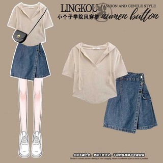 Bộ Áo Hoodie Ngắn Tay + Quần short denim Mỏng Cỡ Lớn Thời Trang 2023 Cho Nữ 12.27