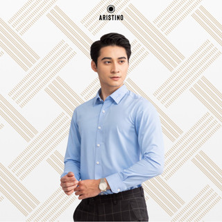  Áo sơ mi nam dài tay ARISTINO Slim Fit ôm nhẹ Xanh solid dobby kẻ tinh tế ấn tượng - ALS28202 