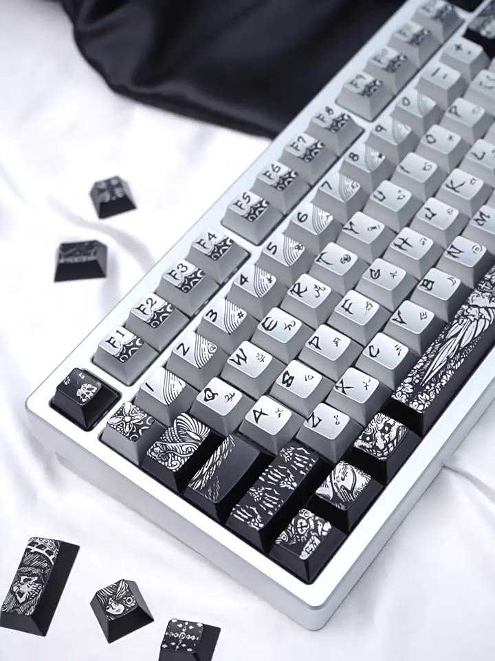 Mũ trùm đầu thiên thần sa ngã Keycaps PBT anh đào hồ sơ màu đen Seraph Kim loại ngọc trai Keycap cho bàn phím cơ | BigBuy360 - bigbuy360.vn
