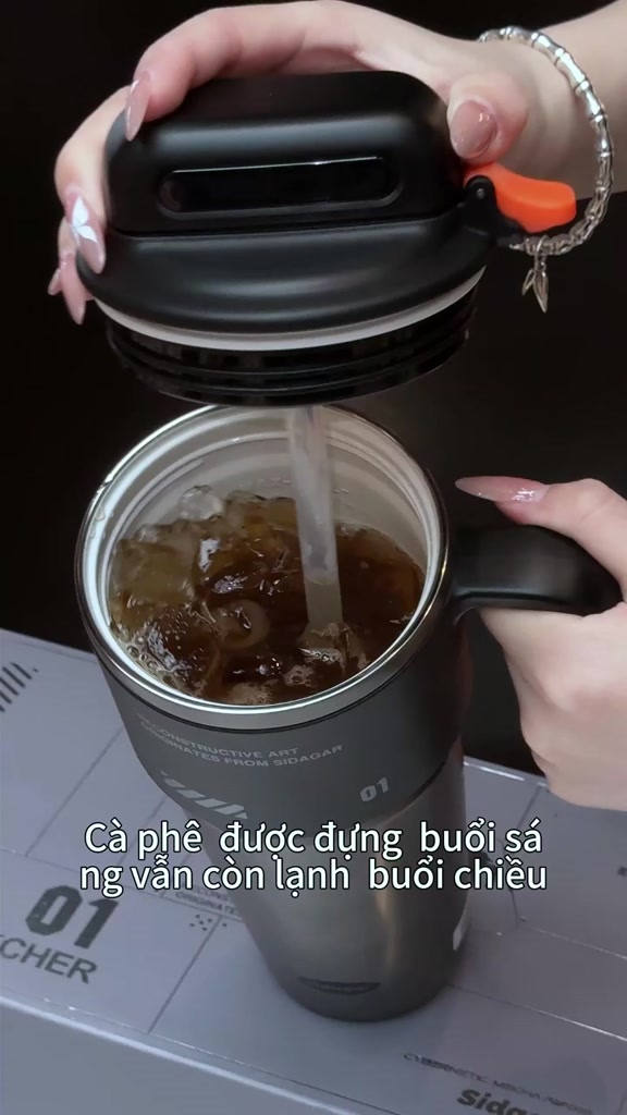 Sidagar Bình giữ nhiệt | Mở nắp một chạm | Dung tích lớn | Phủ gốm sứ | Giữ nóng lạnh | BigBuy360 - bigbuy360.vn