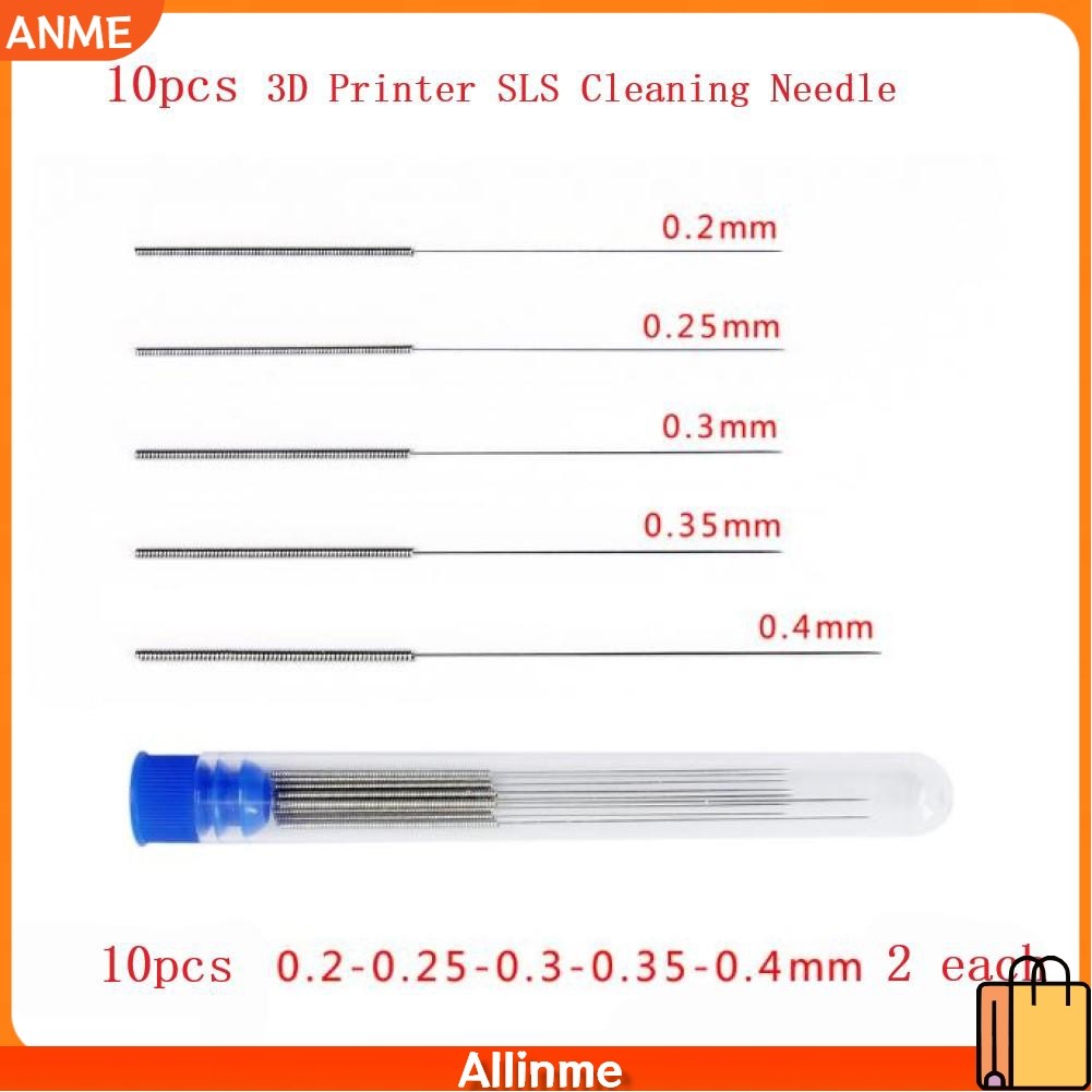 【ANME】Metal Cleaning Needle Kit for Nozzle Maintenance in For 3D Printers Pack of 10