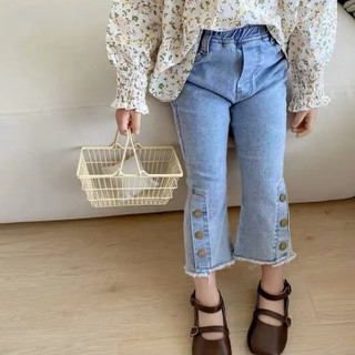 Quần jean dài ống loe thời trang 2023 cho bé gái quần legging bé gái