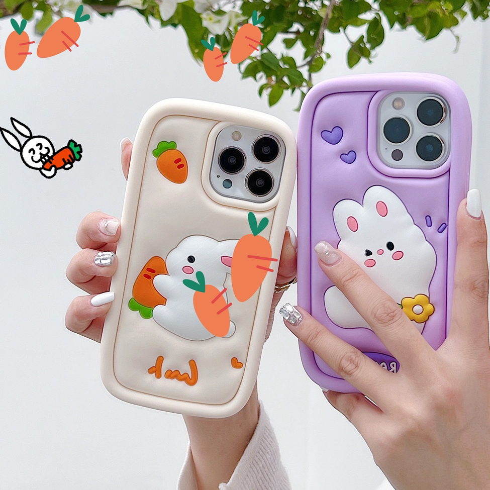 Ốp Điện Thoại Silicone Mềm Họa Tiết Thỏ Đáng Yêu Cho iphone Case 14 Pro Max 13 Pro Max 12 Pro Max