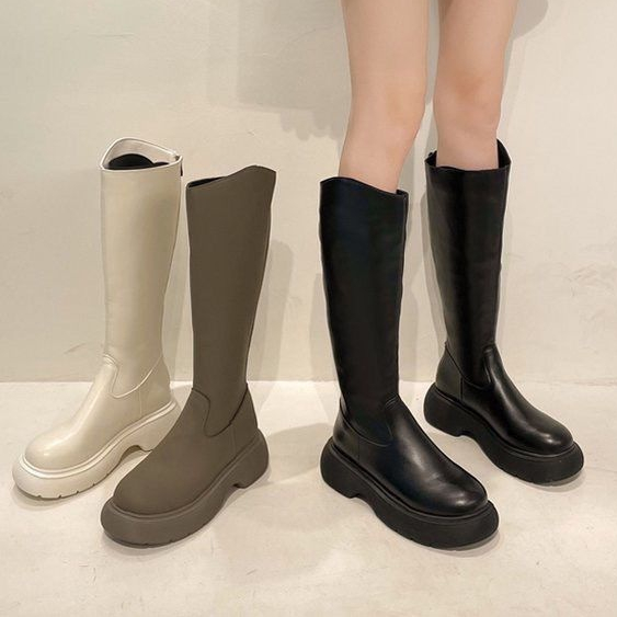 Giày Bốt Martin Đế Dày Tăng Chiều Cao Phối Khóa Kéo Sau Cá Tính