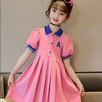 Đầm POLO Tay Ngắn Thời Trang Mùa Hè Phong Cách Hàn Quốc Cho Bé Gái 3-14 Tuổi