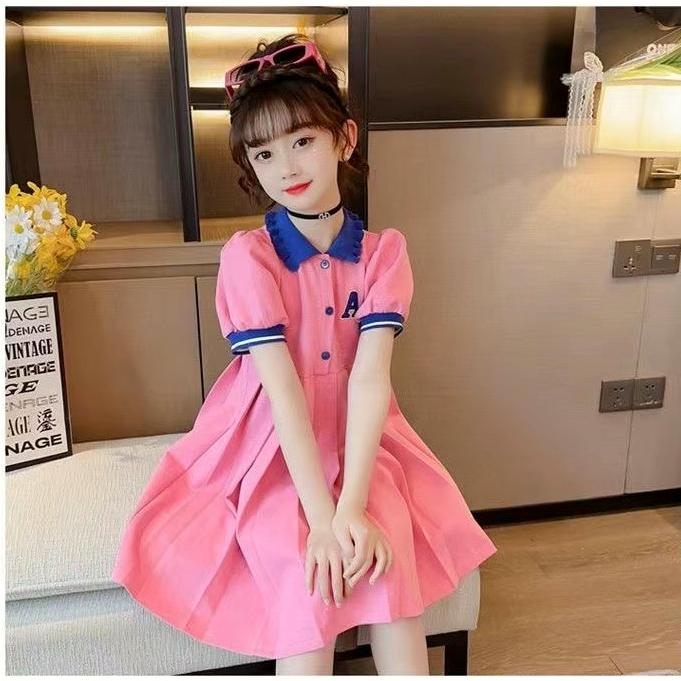 Đầm POLO Tay Ngắn Thời Trang Mùa Hè Phong Cách Hàn Quốc Cho Bé Gái 3-14 Tuổi