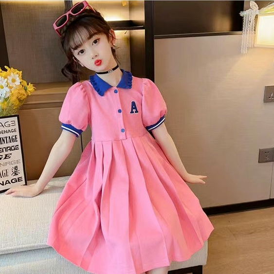 Đầm POLO Tay Ngắn Thời Trang Mùa Hè Phong Cách Hàn Quốc Cho Bé Gái 3-14 Tuổi