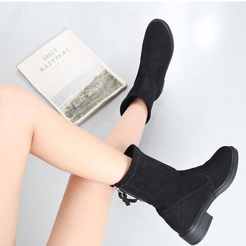 Giày boot nữ giày nữ giày đế cao boot nữ  bốt nữ Giày Bốt Martin Da Lộn Cổ Thấp Đế Dày Co Giãn Có Size Lớn 35-43 Thời Trang Dành Cho Nữ