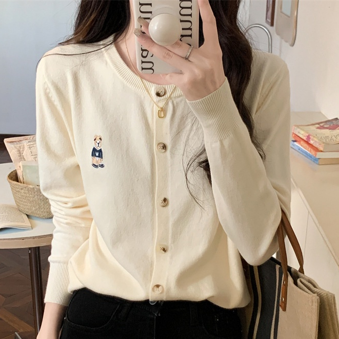 Áo Khoác Cardigan Dệt Kim Thêu Hình Gấu Phong Cách Phương Tây Thanh Lịch Thời Trang Mùa Thu Hàng Mới 2022 Dành Cho Bạn Nữ | BigBuy360 - bigbuy360.vn