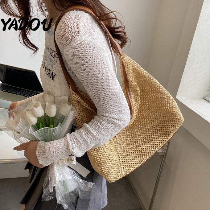 Túi Xách Đan Rơm Thời Trang Đi Biển Mùa Hè Cho Nữ