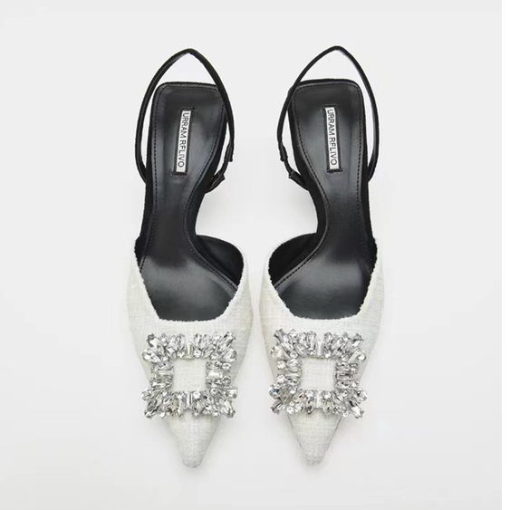 Giày Sandal Cao Gót Mũi Nhọn Đính Đá Thời Trang 2023 Cho Nữ
