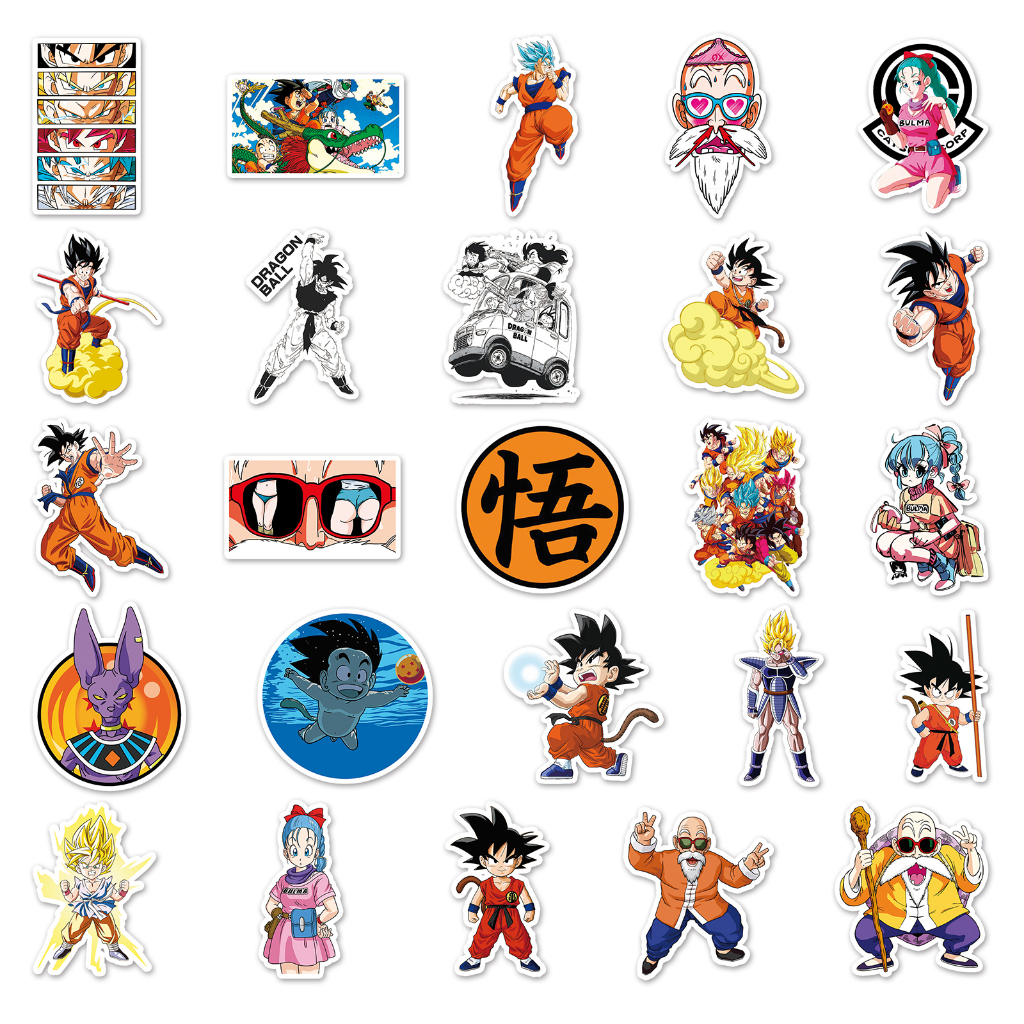 Bộ 100 Miếng Dán Trang Trí Xe Hơi / Nhà Cửa Hình Dragon Ball Vui Nhộn Chống Thấm Nước DIY