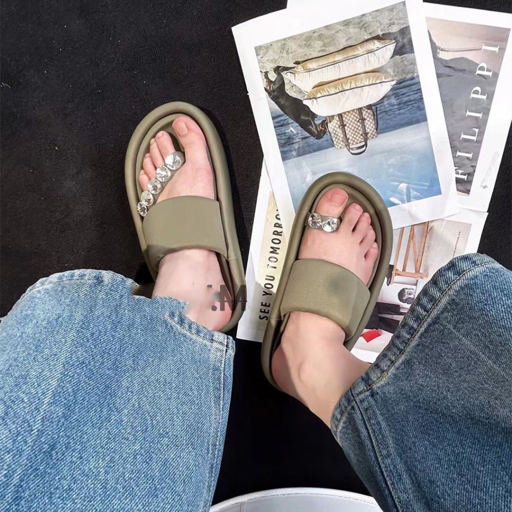 Sandal Đế Xuồng Dày Quai Đính Đá Thời Trang Mùa Hè 2023 Mới Cho Nữ