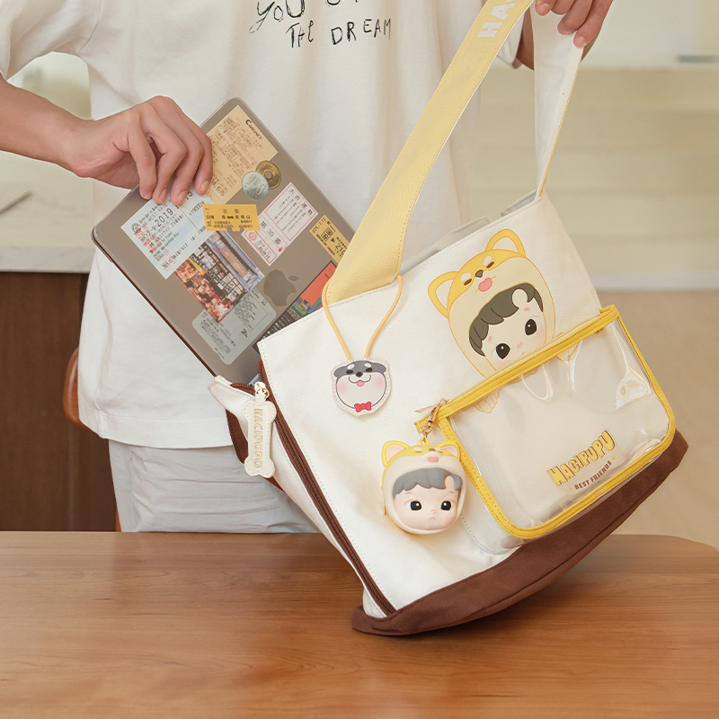 POP MART HACIPUPU The Growth Diary Series-Canvas bag Túi vải canvas POP MART HACIPUPU dòng nhật ký tăng trưởng