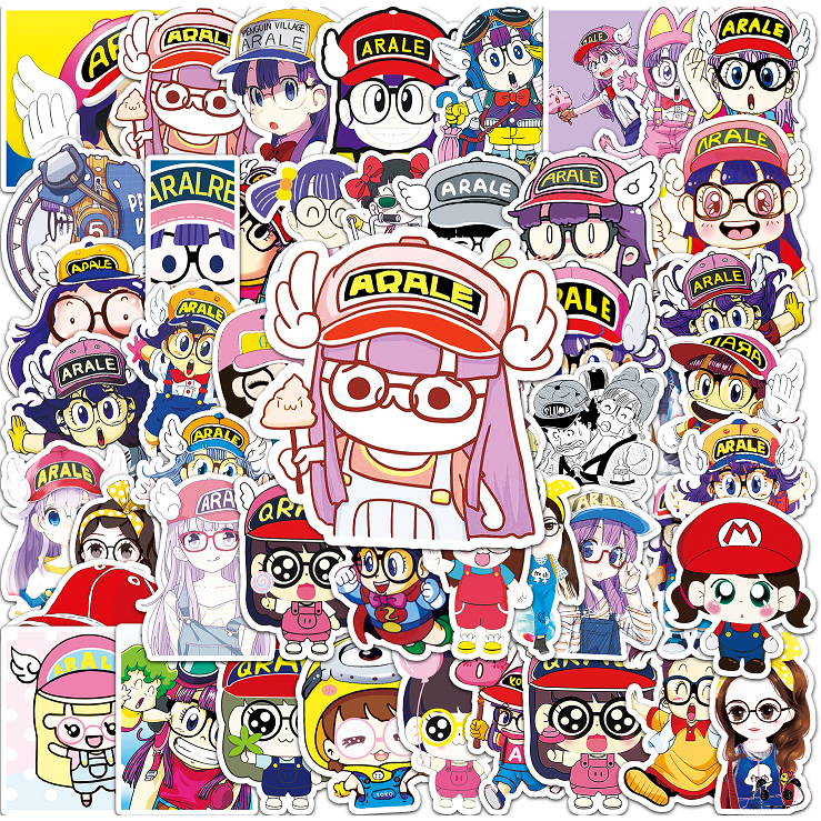 Bộ 50 Miếng Dán Chống Thấm Nước Hình Arale Vui Nhộn Trang Trí Xe Hơi / Nhà Cửa
