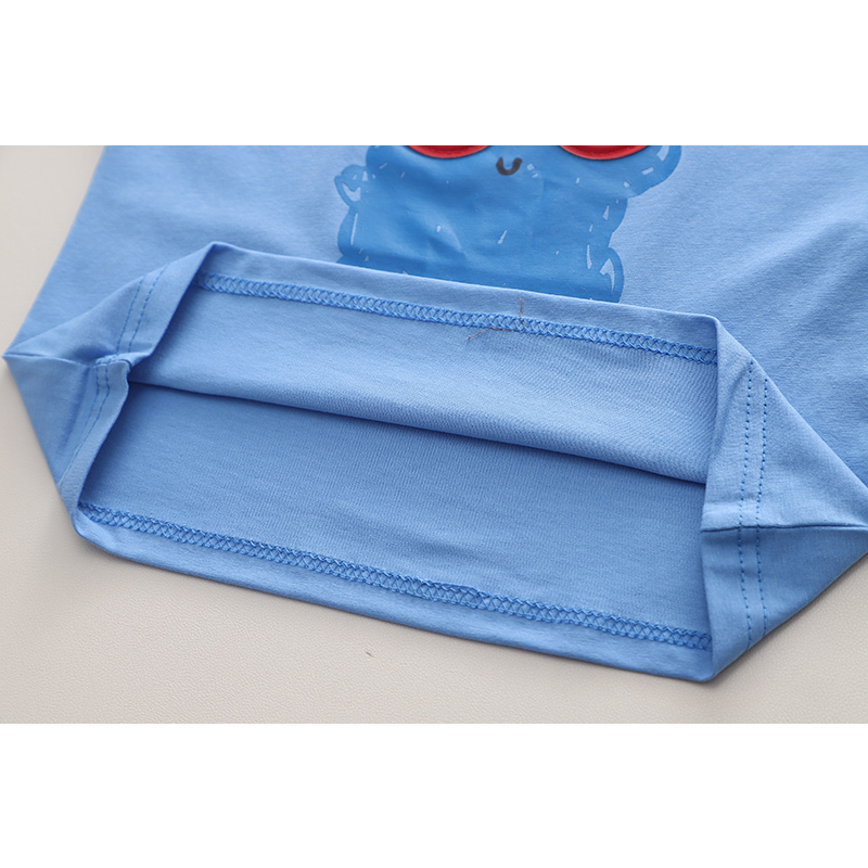 Set Áo Thun Tay Ngắn Cổ Tròn In Hình Đại Bàng Hoạt Hình + Quần Short Cotton Thời Trang Mùa Hè Cho Bé Kích Thước 80-120cm