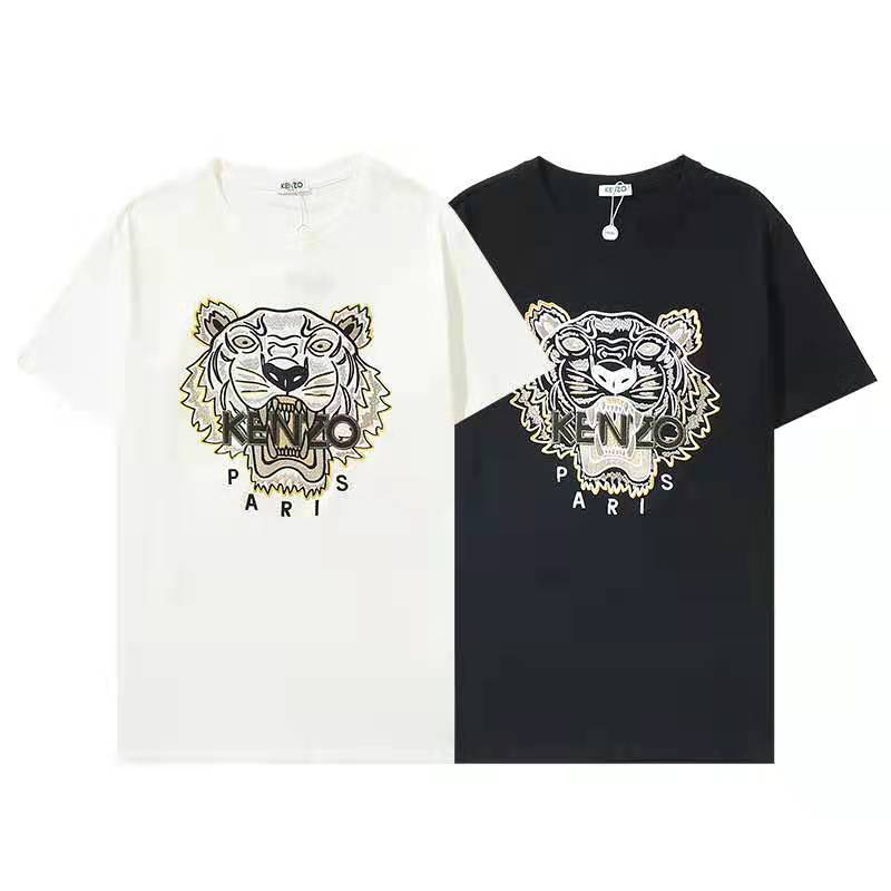 Áo Thun Tay Ngắn Cổ Tròn Chất Liệu cotton Thêu Họa Tiết Kenzo Thời Trang Cho Nam Và Nữ