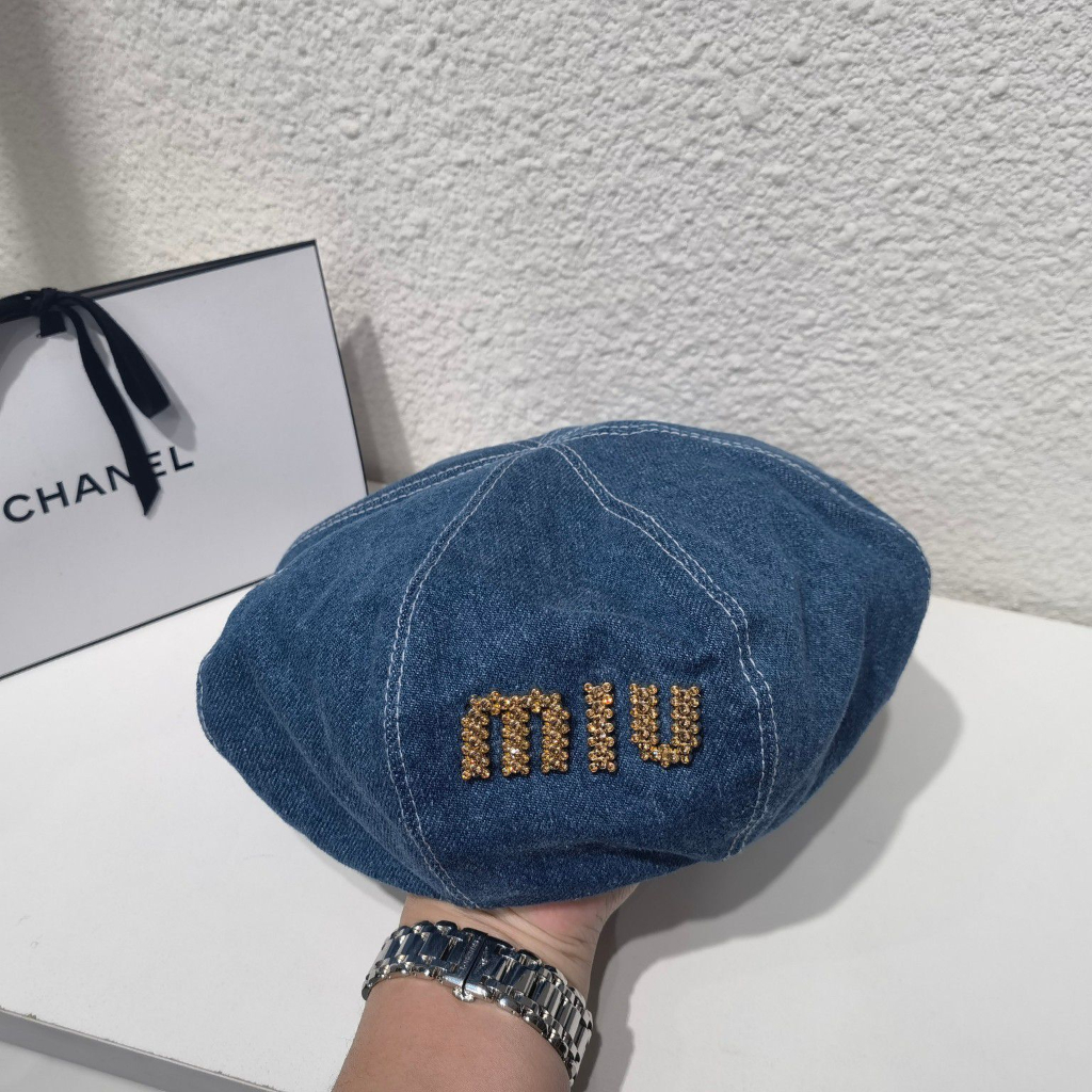 Mũ Beret Denim In Chữ Đơn Giản Phong Cách Mới