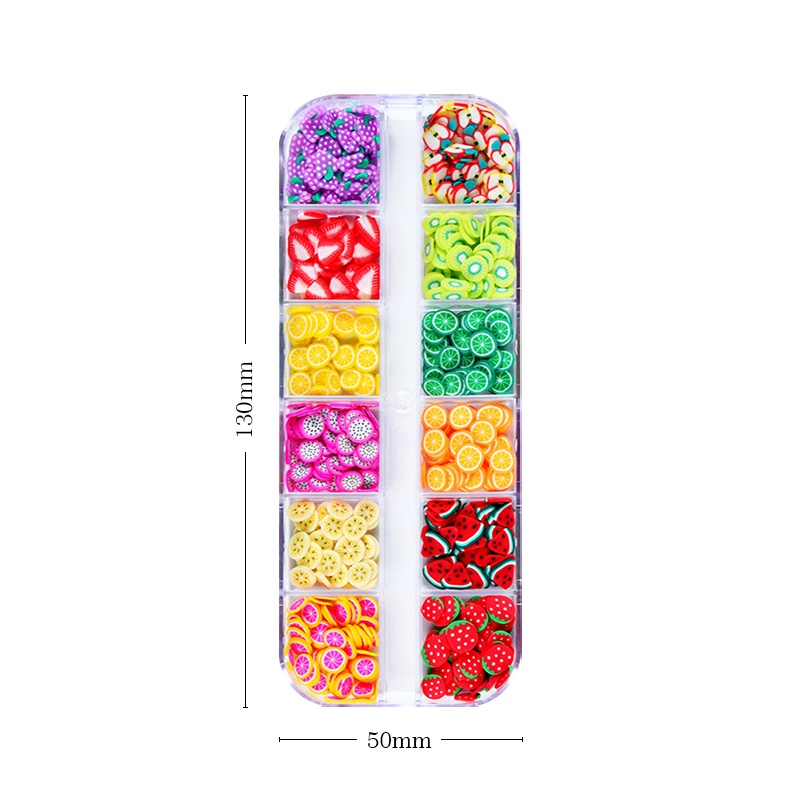 UR SUGAR Hộp Kim Tuyến 12 Ngăn Trang Trí Móng Tay Họa Tiết Trái Cây Mùa Hè 3D