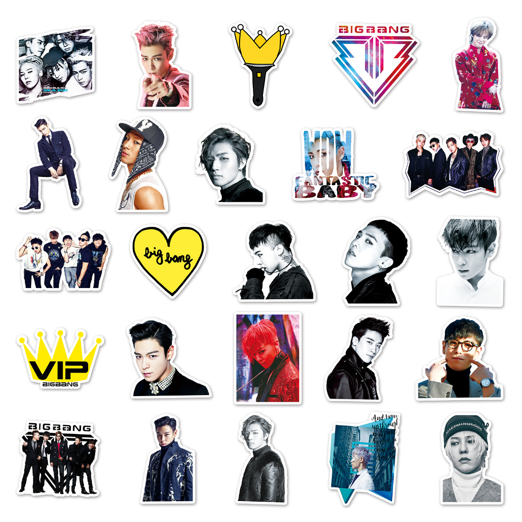Bộ 50 Miếng Dán Trang Trí Xe Hơi / Nhà Cửa Chống Thấm Nước Họa Tiết Bigbang DIY