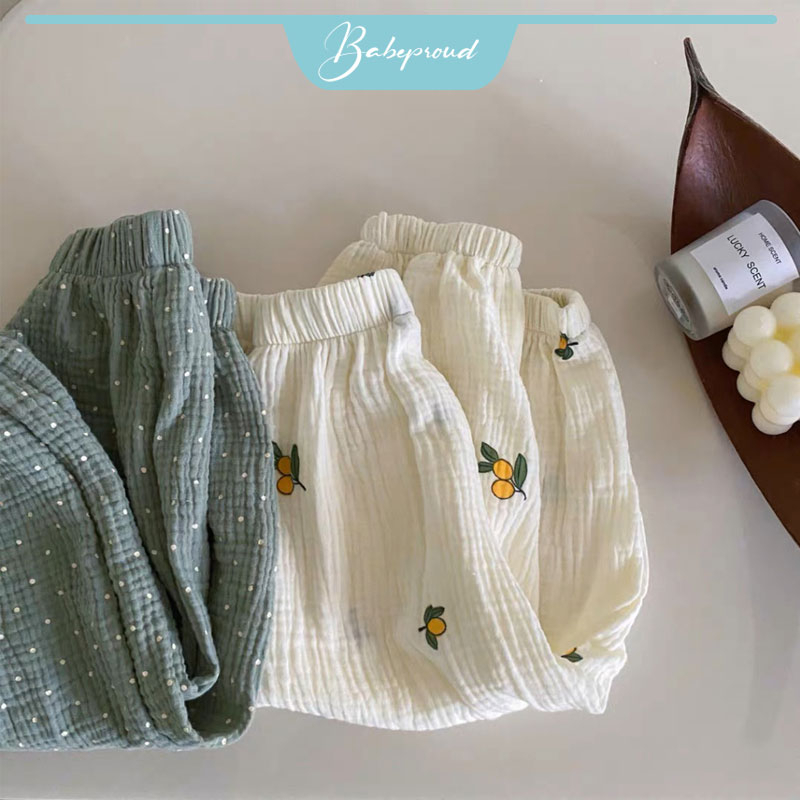 BABEPROUD Quần legging cotton chống muỗi in họa tiết hoạt hình gấu phong cách Hàn Quốc thời trang hè cho bé từ 1-7 tuổi