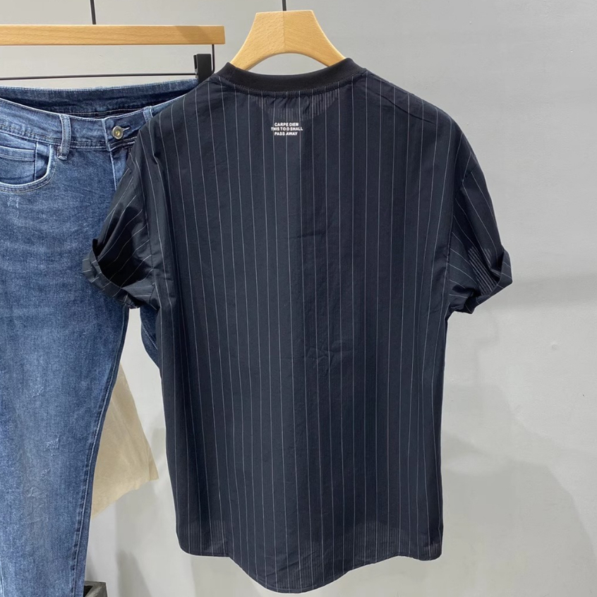 Áo Thun Tay Ngắn Cổ Tròn Kẻ Sọc Size M-3xl Thời Trang Mùa Hè Cho Nam
